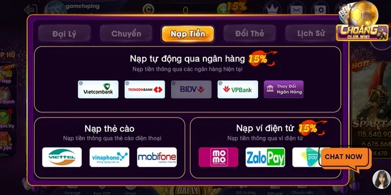 Nạp tiền nhận thưởng theo mốc siêu giá trị trên Choangclub