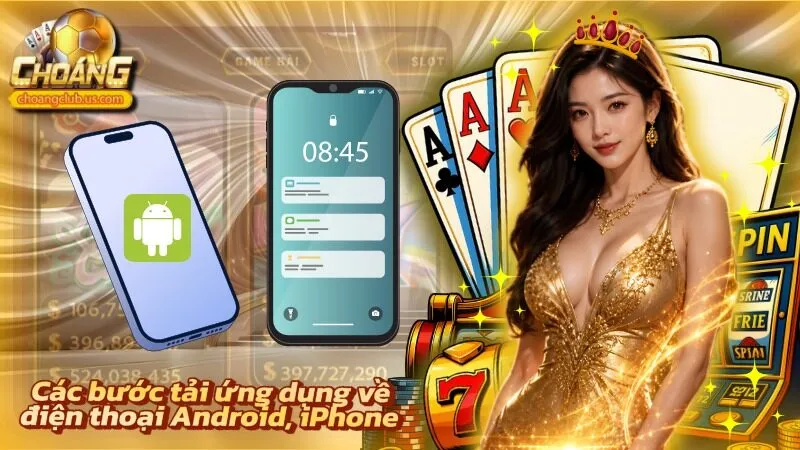 Các bước tải app được thể hiện tuần tự trên giao diện điện thoại