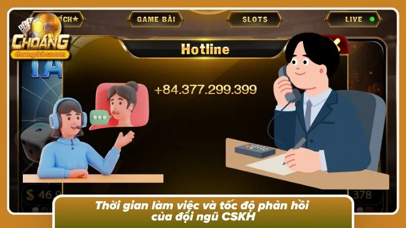 Thời gian làm việc cùng tốc độ phản hồi của bộ phận CSKH