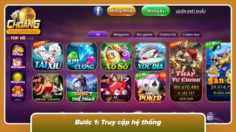 Giao diện trang chủ phục vụ cho việc thiết lập