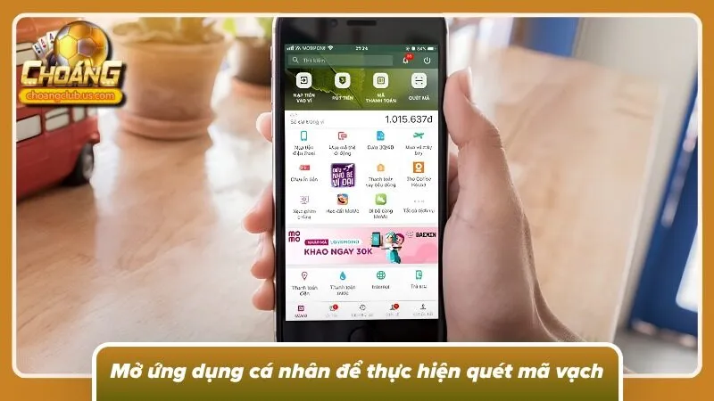Mở ứng dụng cá nhân để thực hiện quét mã vạch