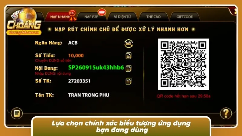 Lựa chọn chính xác biểu tượng ứng dụng bạn đang dùng