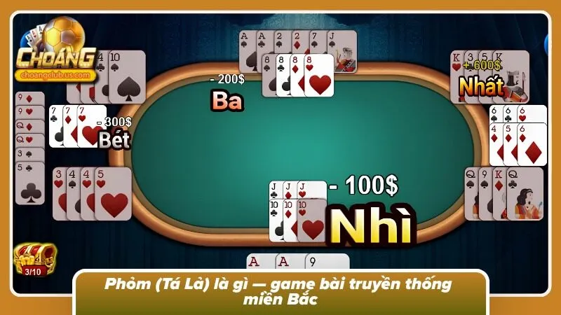 Giao diện trò chơi phỏm trực tuyến