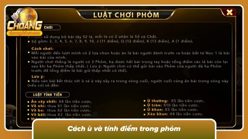 Người chơi ù bài khi đáp ứng đủ điều kiện thắng
