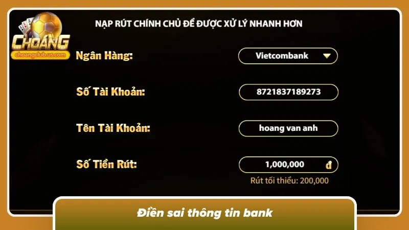 Điền sai thông tin cá nhân